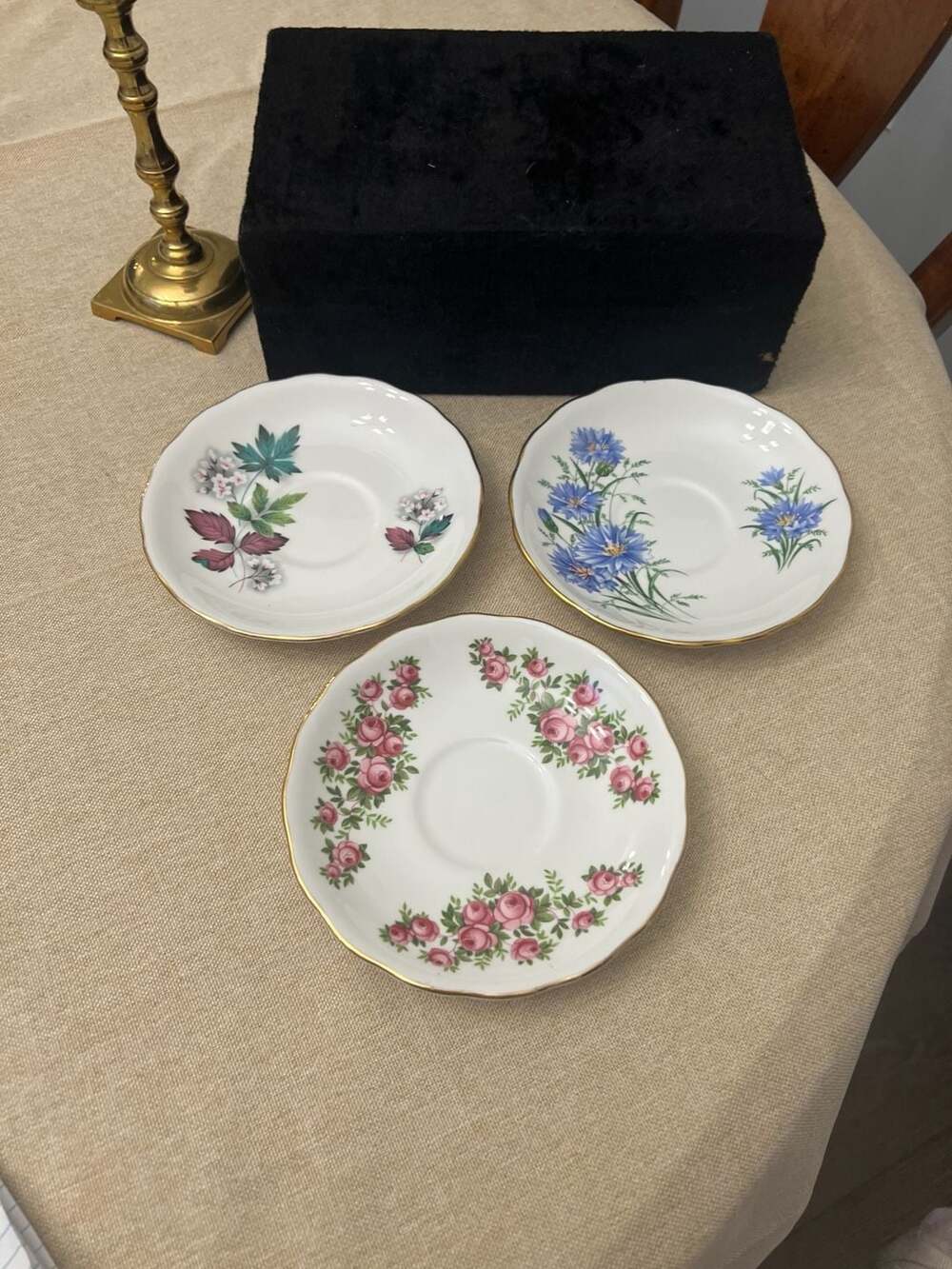 Royal Vale Bone China Floral Saucers Set of 3, 5.5"